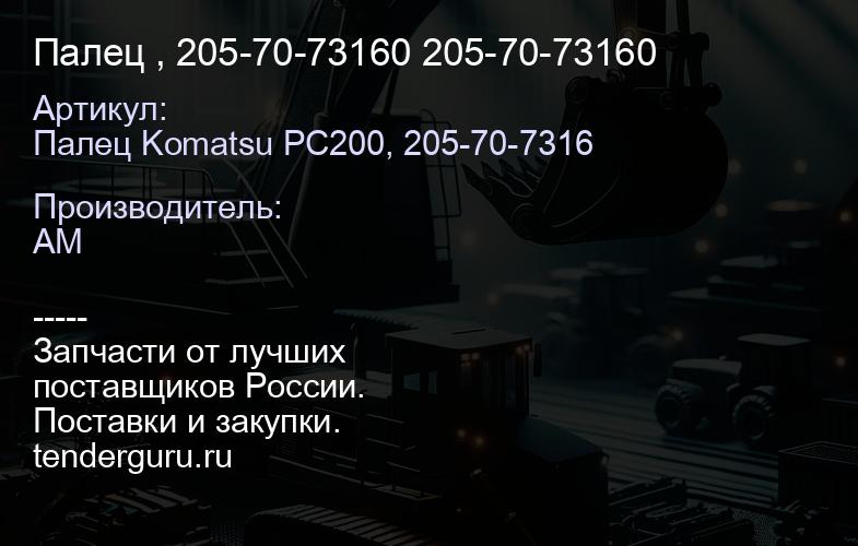 Палец , 205-70-73160 205-70-73160 | купить запчасти